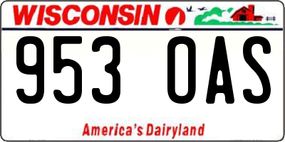 WI license plate 953OAS