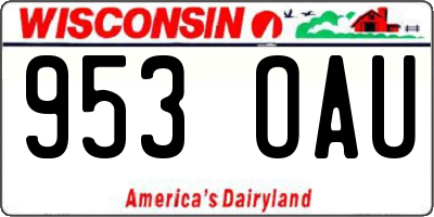 WI license plate 953OAU