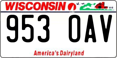 WI license plate 953OAV