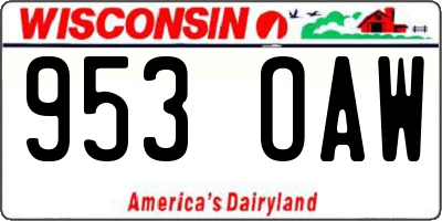WI license plate 953OAW