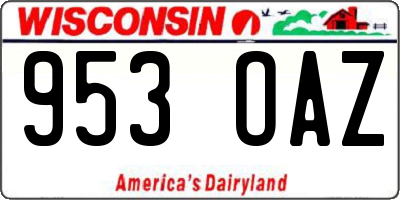 WI license plate 953OAZ