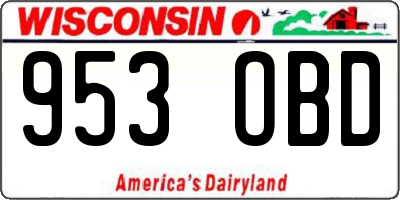WI license plate 953OBD