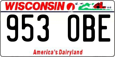 WI license plate 953OBE