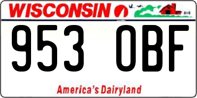 WI license plate 953OBF