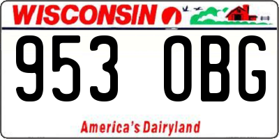 WI license plate 953OBG