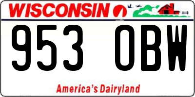 WI license plate 953OBW