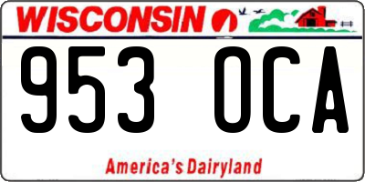 WI license plate 953OCA