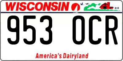 WI license plate 953OCR
