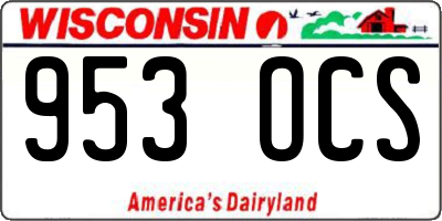 WI license plate 953OCS