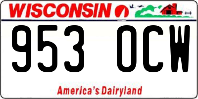 WI license plate 953OCW