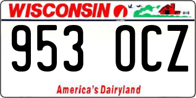 WI license plate 953OCZ