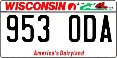 WI license plate 953ODA