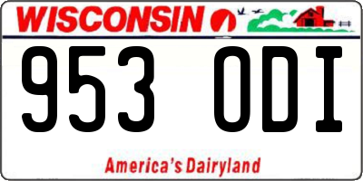WI license plate 953ODI