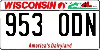 WI license plate 953ODN