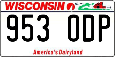 WI license plate 953ODP