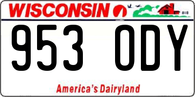 WI license plate 953ODY