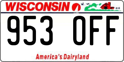 WI license plate 953OFF