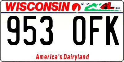 WI license plate 953OFK