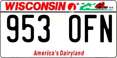 WI license plate 953OFN