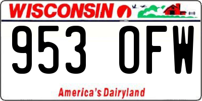 WI license plate 953OFW
