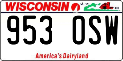WI license plate 953OSW