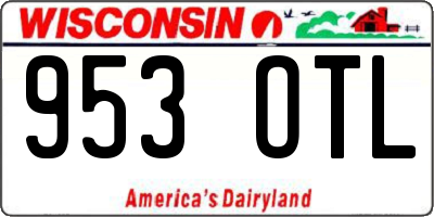 WI license plate 953OTL