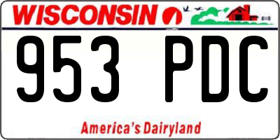 WI license plate 953PDC