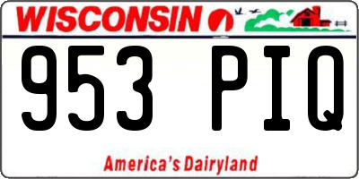 WI license plate 953PIQ