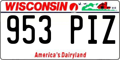 WI license plate 953PIZ