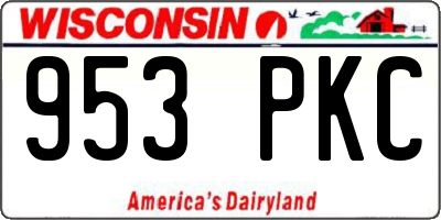 WI license plate 953PKC