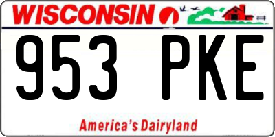 WI license plate 953PKE