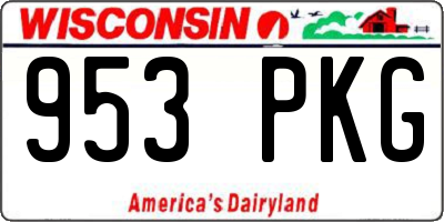 WI license plate 953PKG