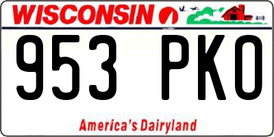 WI license plate 953PKO