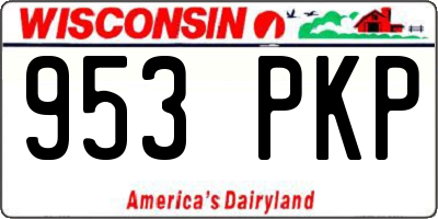 WI license plate 953PKP