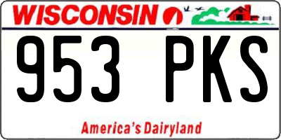 WI license plate 953PKS