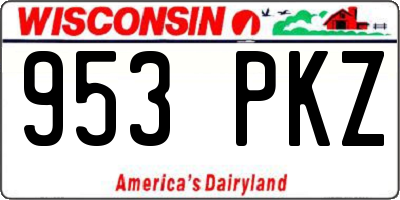 WI license plate 953PKZ