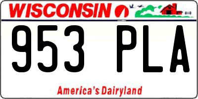 WI license plate 953PLA