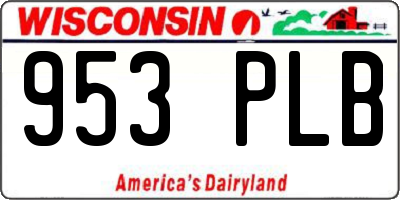 WI license plate 953PLB