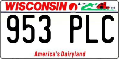 WI license plate 953PLC