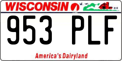 WI license plate 953PLF