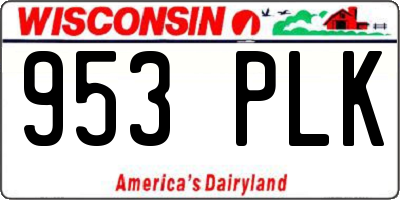 WI license plate 953PLK