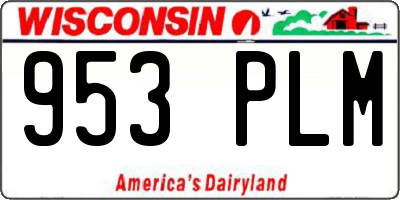 WI license plate 953PLM