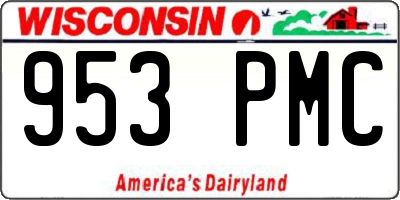 WI license plate 953PMC