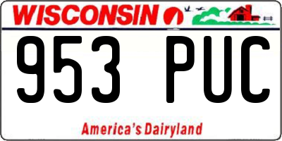 WI license plate 953PUC