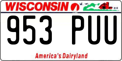 WI license plate 953PUU