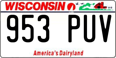 WI license plate 953PUV