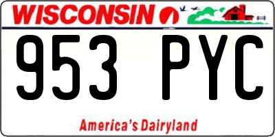 WI license plate 953PYC
