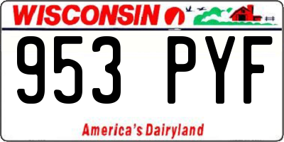 WI license plate 953PYF