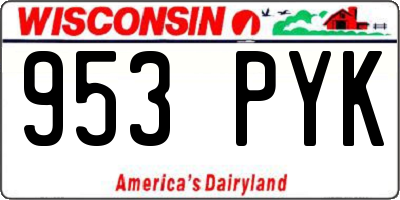 WI license plate 953PYK
