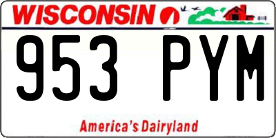 WI license plate 953PYM